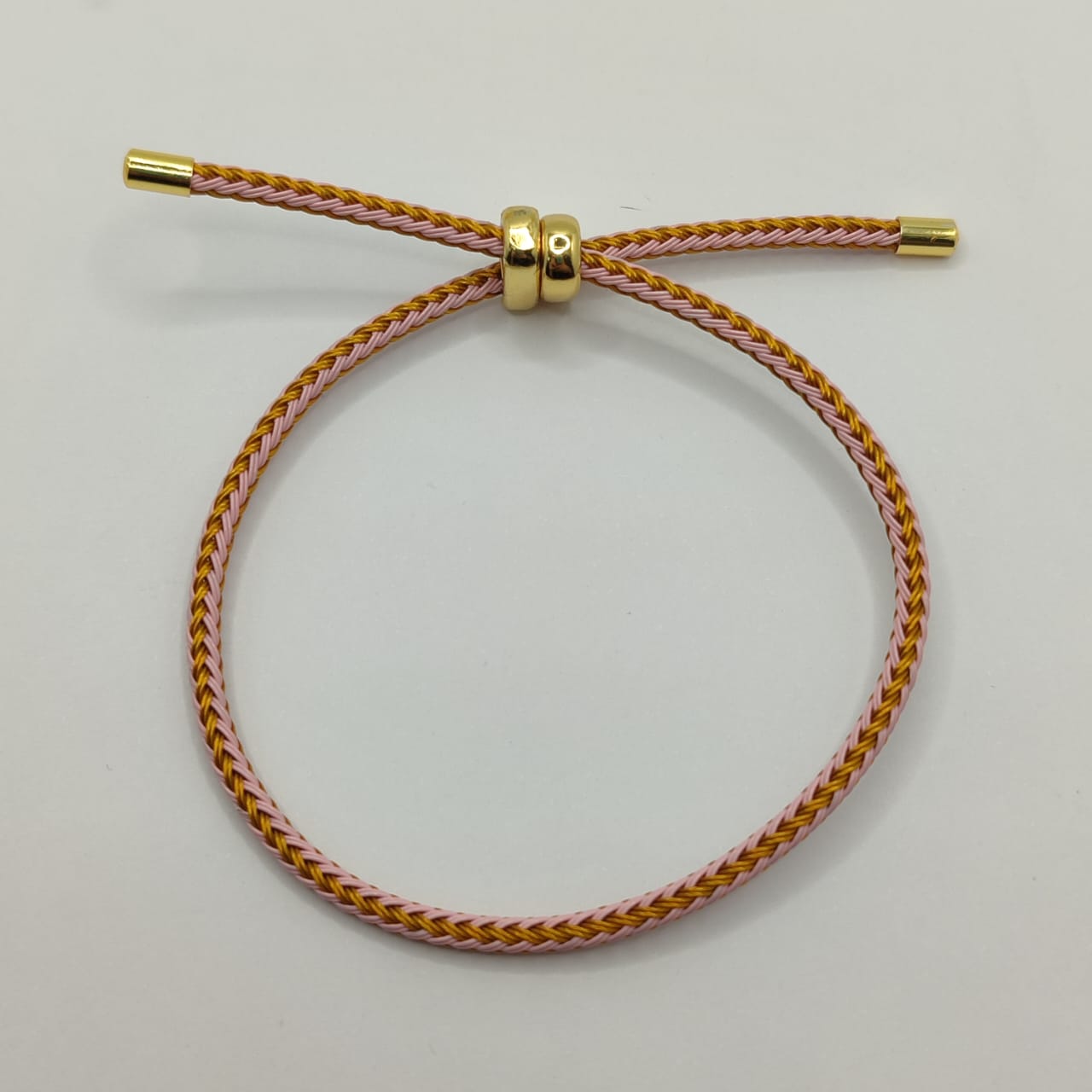 PULSERA AJUSTABLE ROSADA CON DORADO