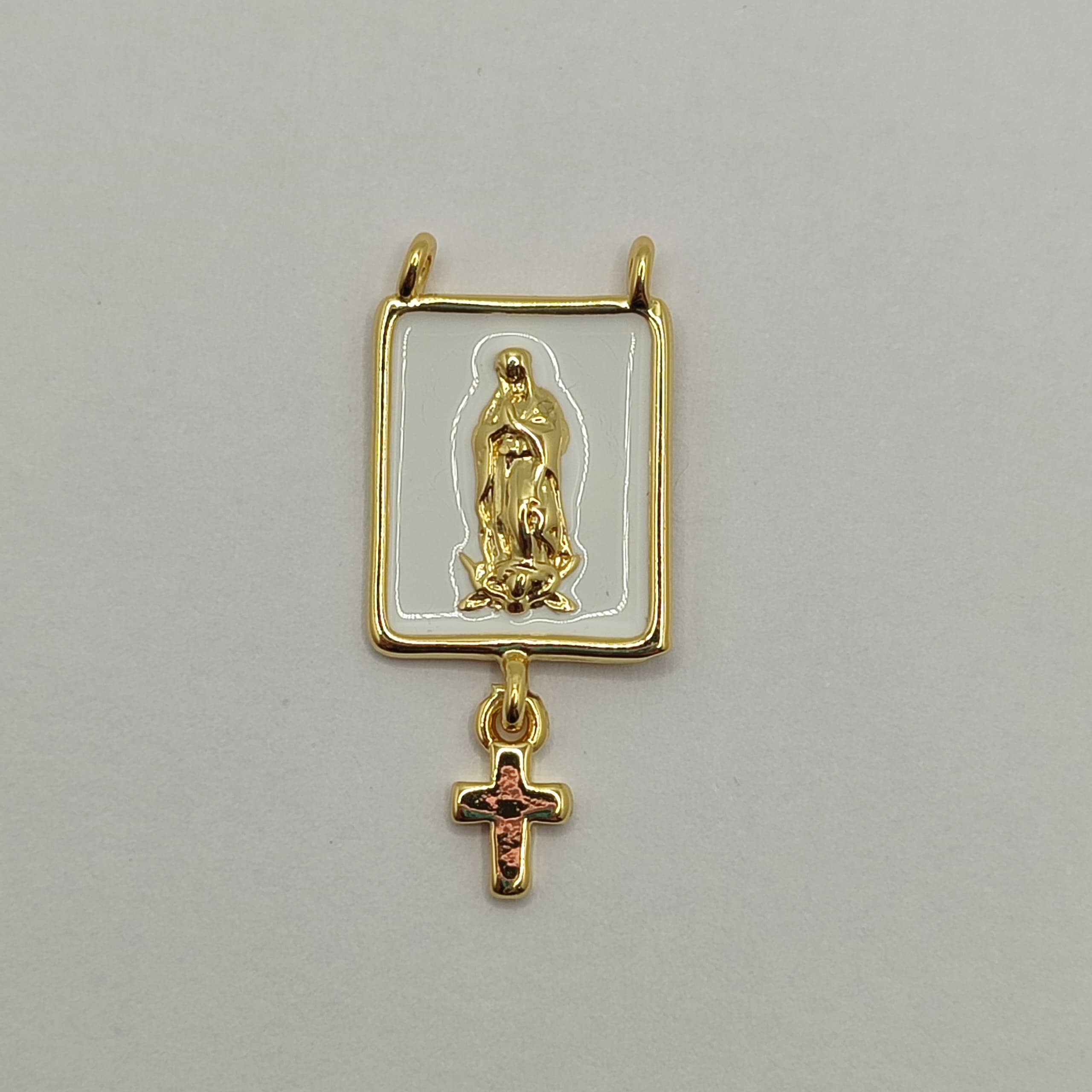 ESMALTADO ESCAPULARIO VIRGEN CON CRUZ COLGANDO