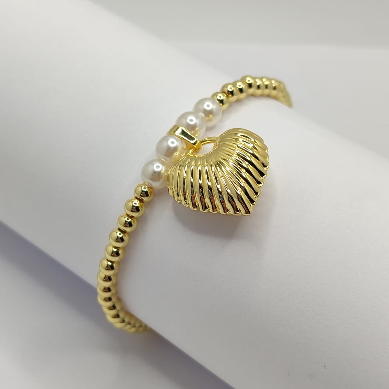PULSERA BALIN 4MM CON PERLAS Y CORAZON