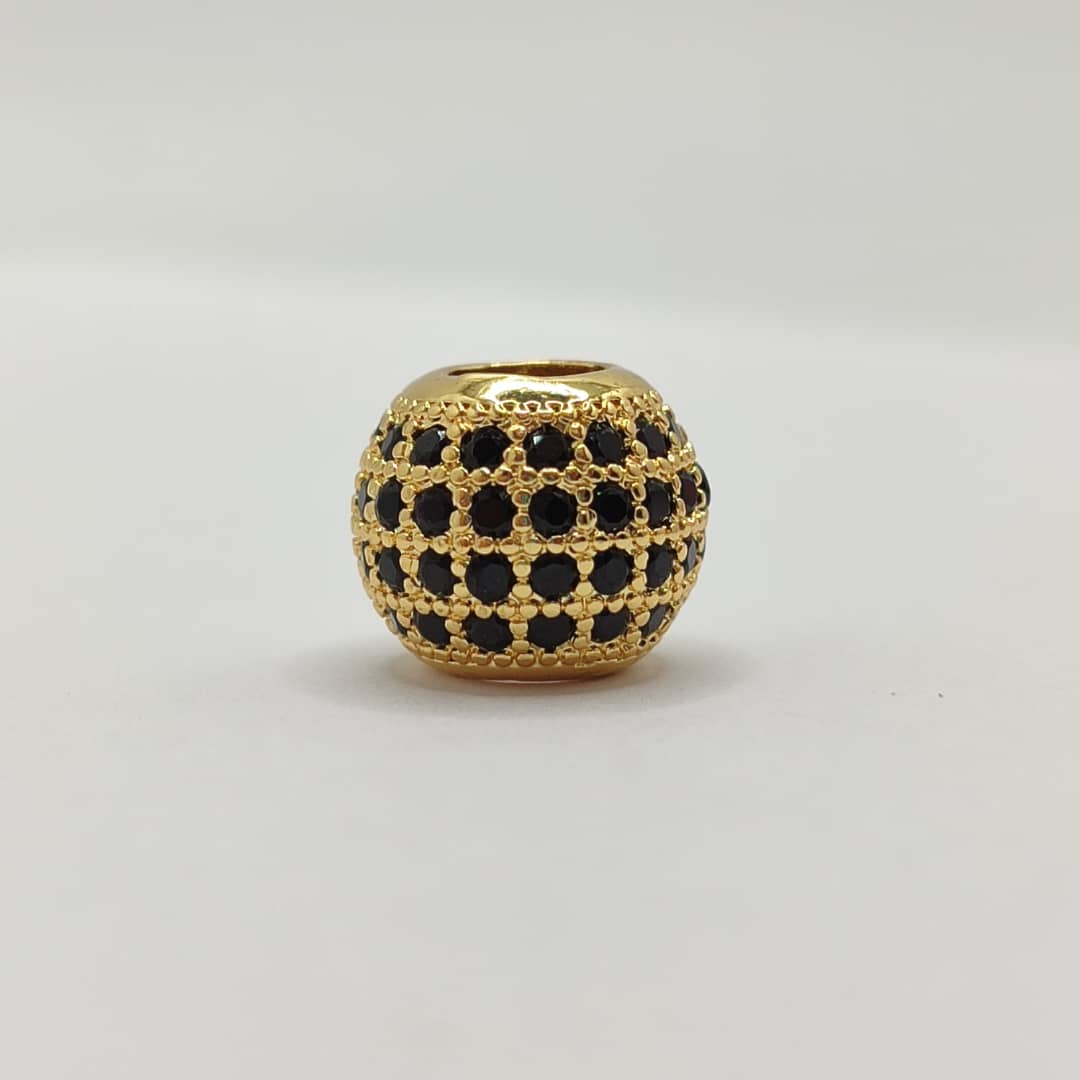 CIRCON BOLA DE FUEGO DORADA CON CRISTAL NEGRO