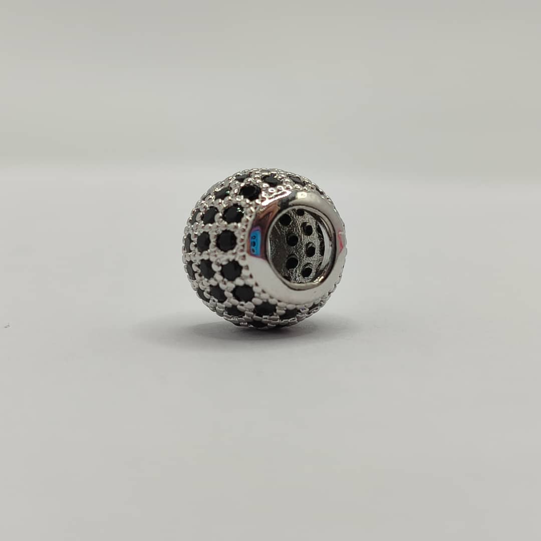 CIRCON BOLA DE FUEGO PLTEADO CON CRISTAL NEGRO 2
