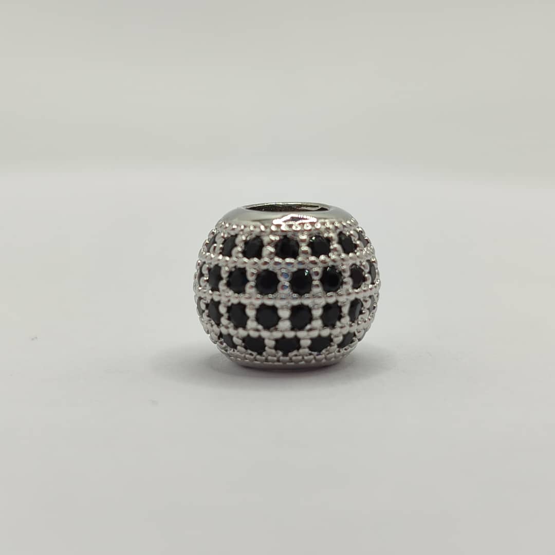 CIRCON BOLA DE FUEGO PLTEADO CON CRISTAL NEGRO