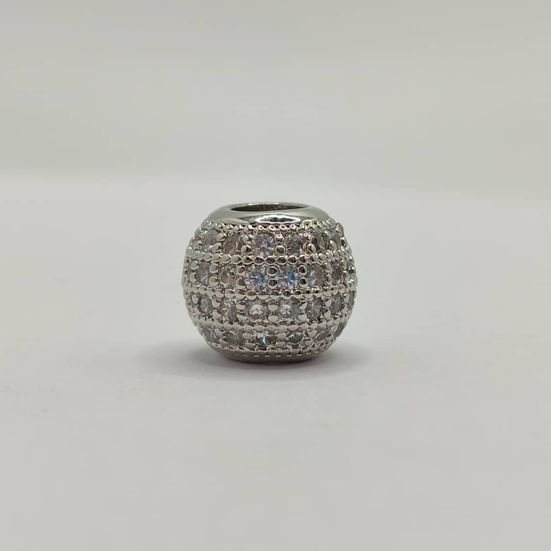 CIRCON BOLA DE FUEGO PLATEADA CON CRISTAL TRANSPARENTE