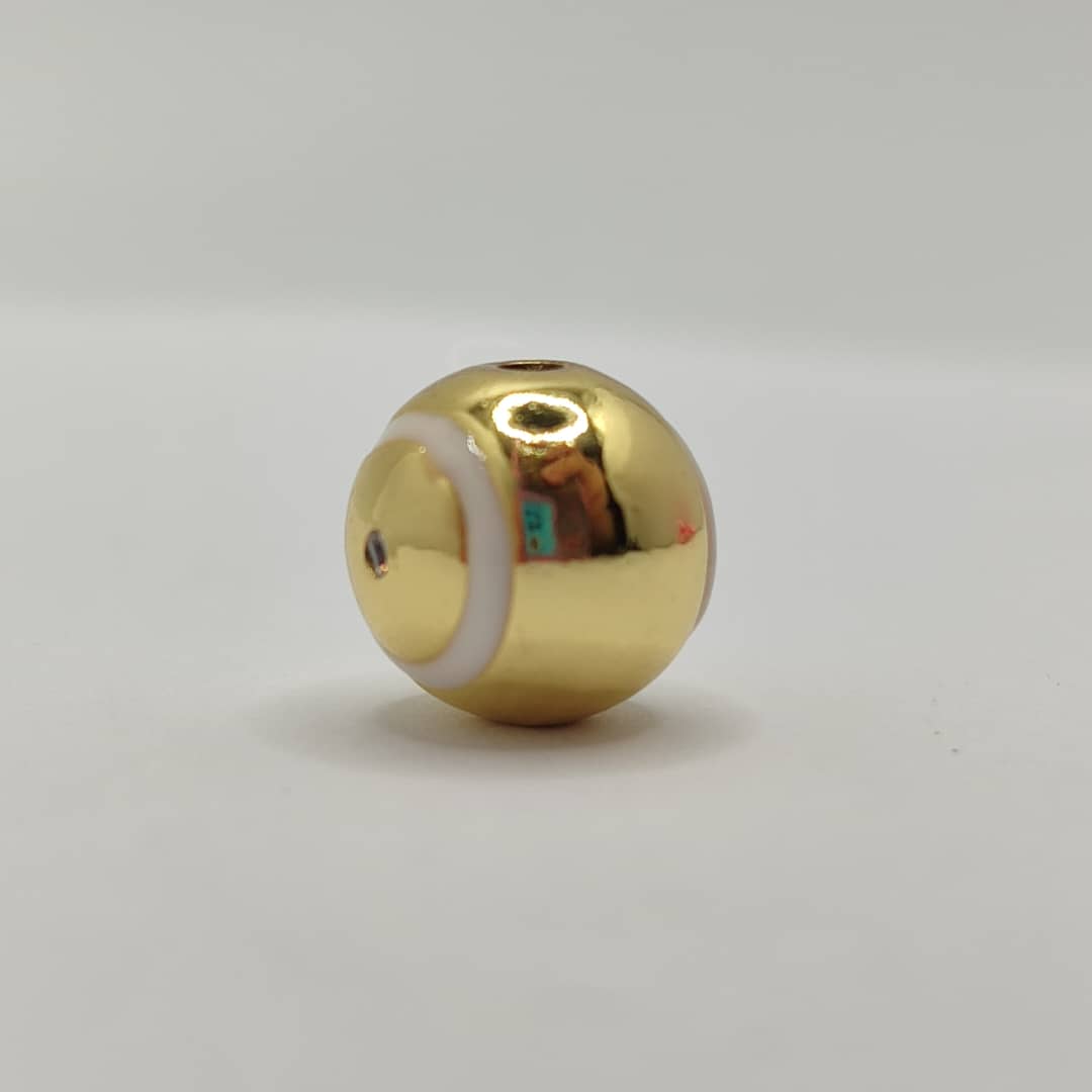 ESMALTADO PASADOR PELOTA DE TENIS DORADA CON RALLA BLANCA