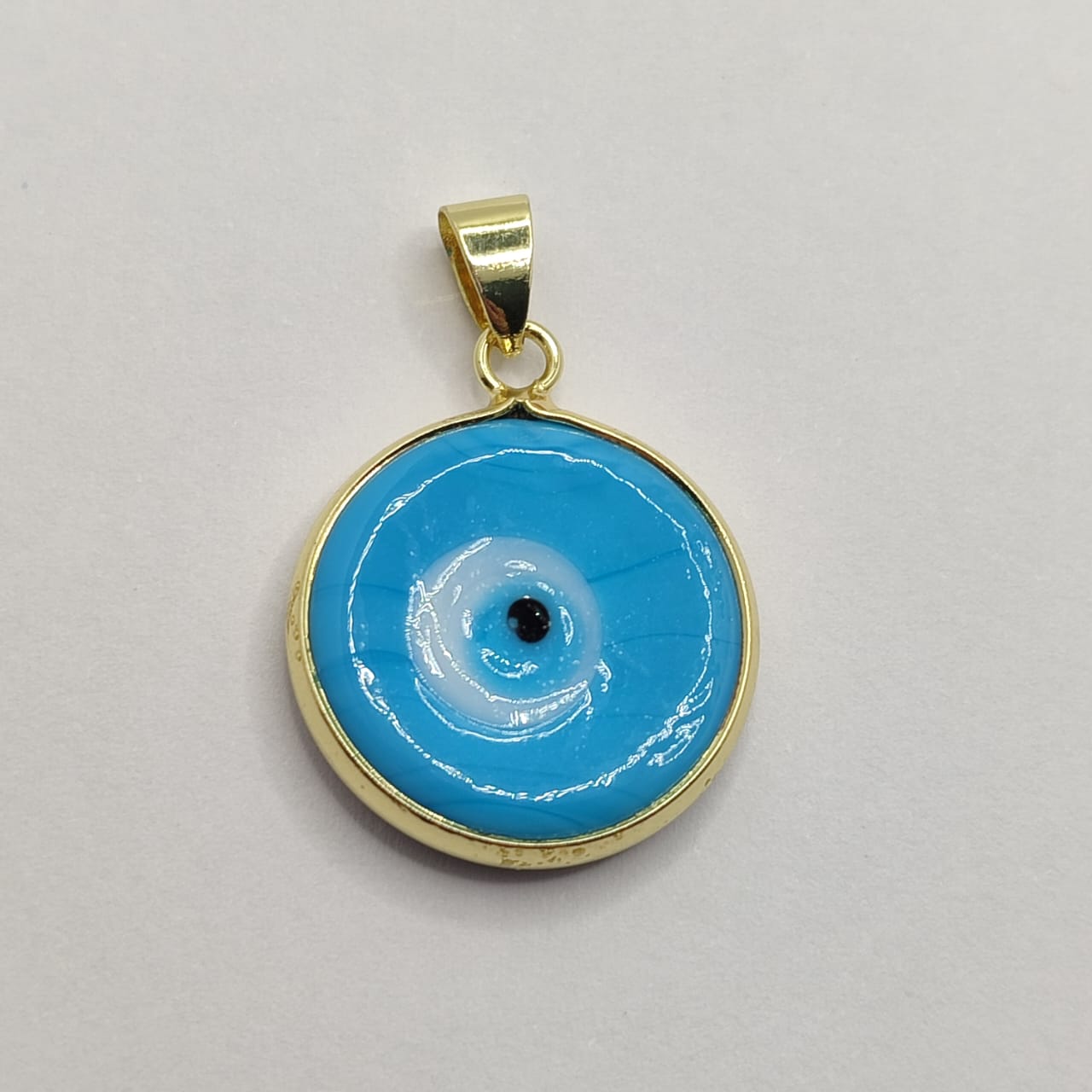 DIJE OJO TURCO AZUL CLARO 15MM