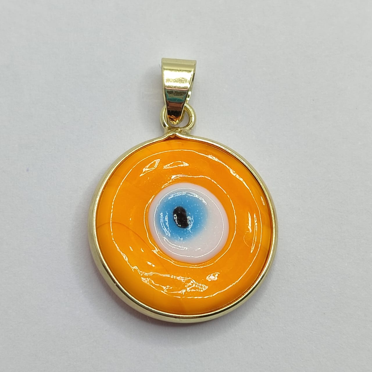 DIJE OJO TURCO NARANJA 15MM