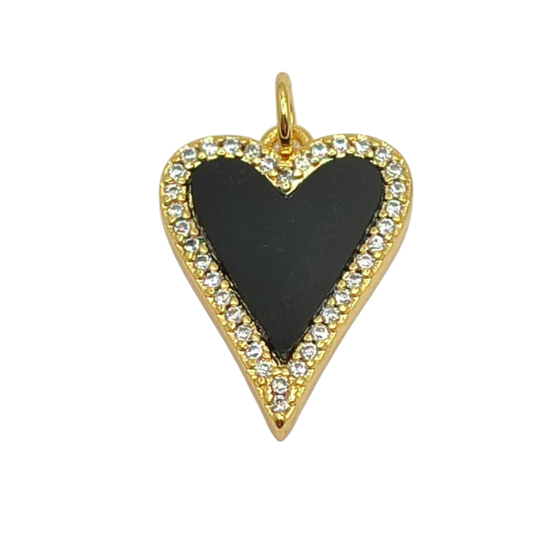 DIJE CIRCON CORAZON NEGRO