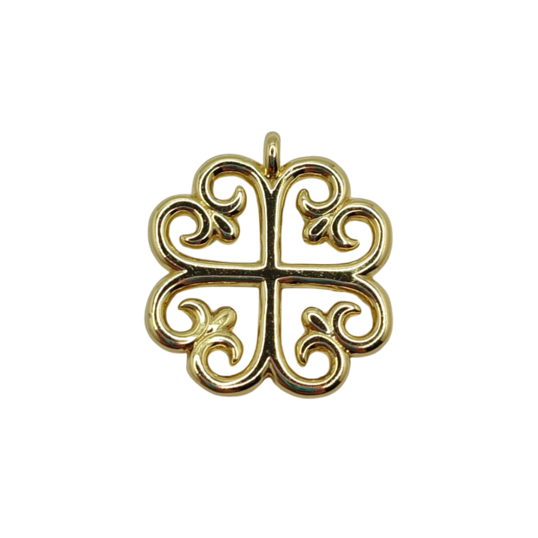 ORO CHINO DIJE TREBOL CORAZON 2