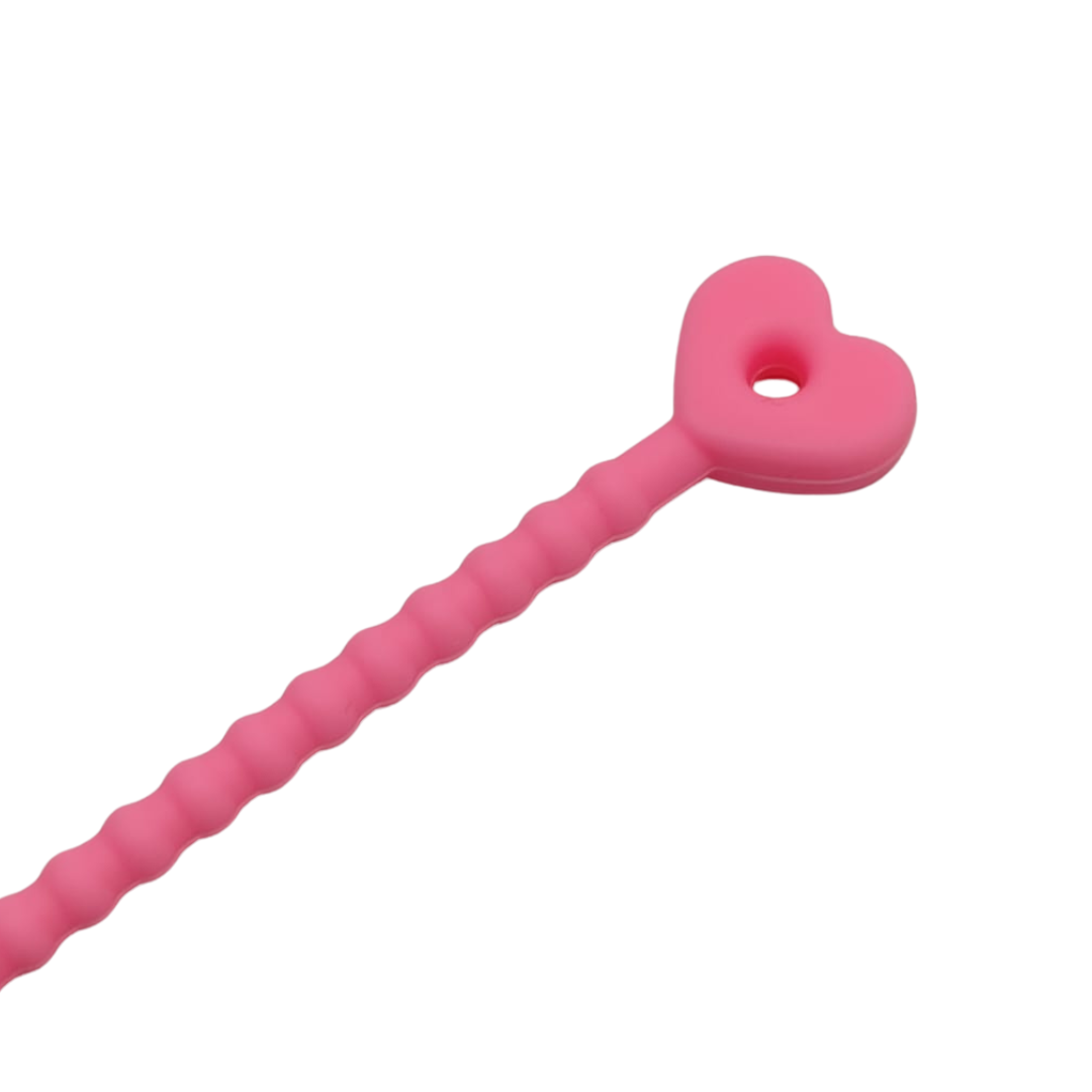 PULSERA DE SILICON CON CORAZON FUCSIA NEON 2