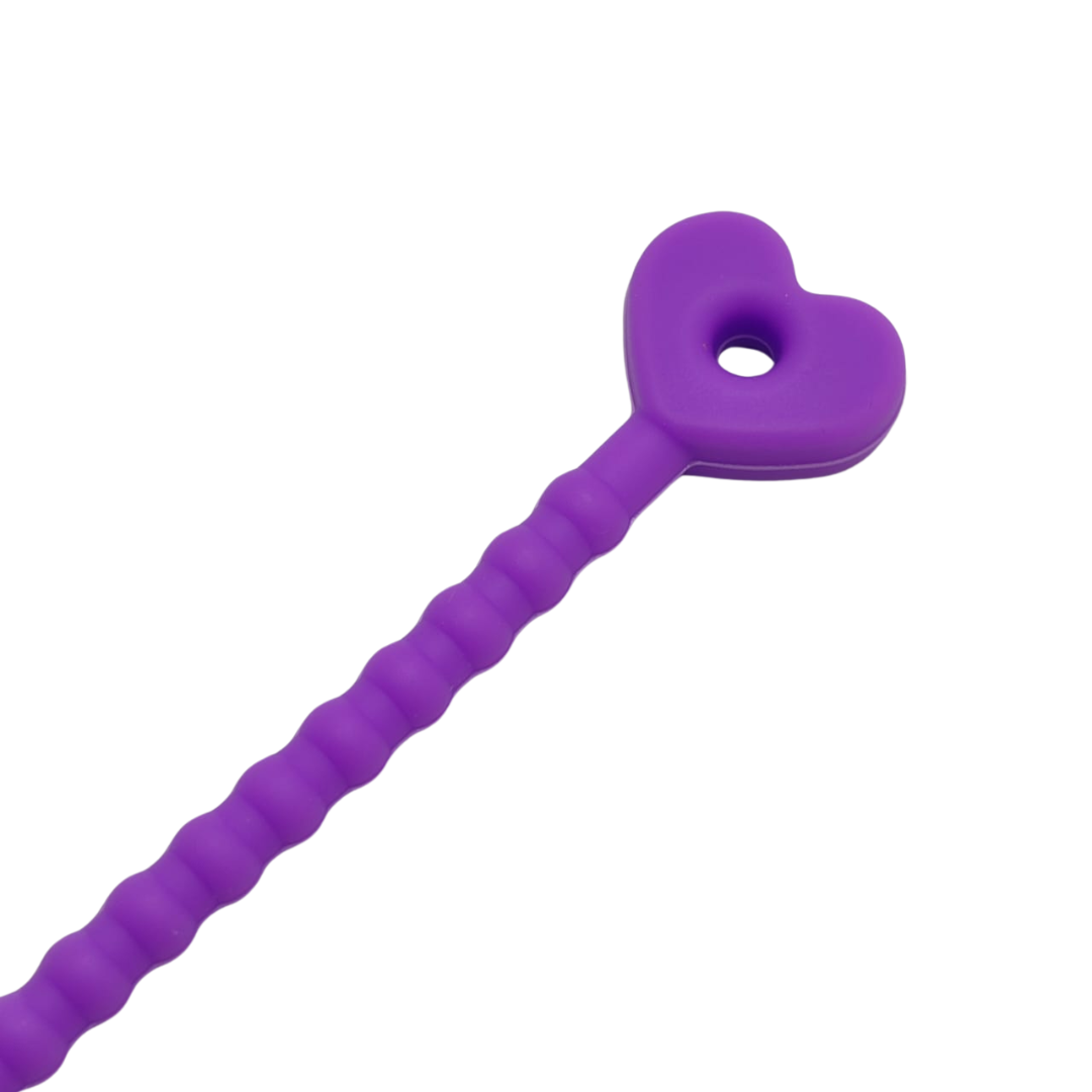 PULSERA DE SILICON CON CORAZON MORADO 2