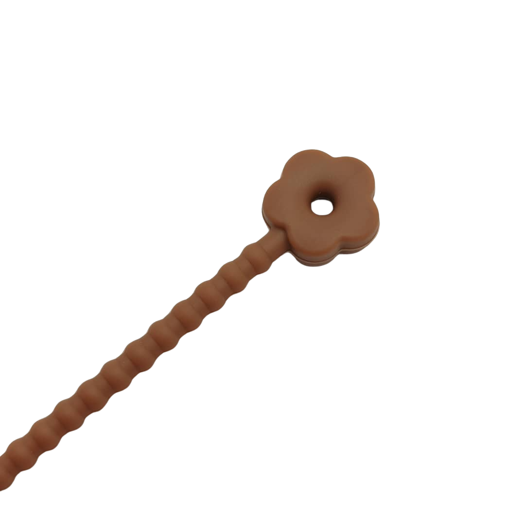 PULSERA DE SILICON CON FLOR MARRON 2