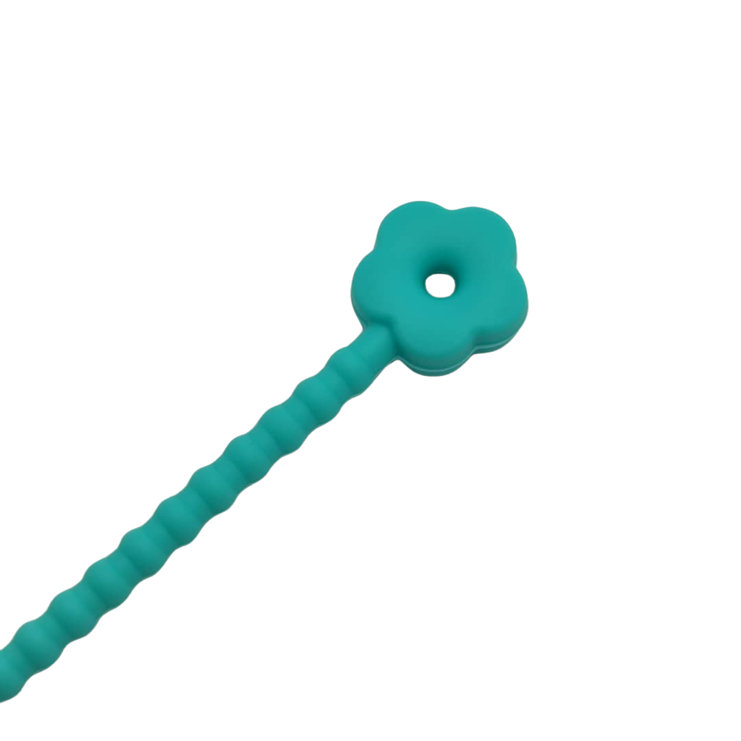 PULSERA DE SILICON  CON FLOR TURQUESA 2