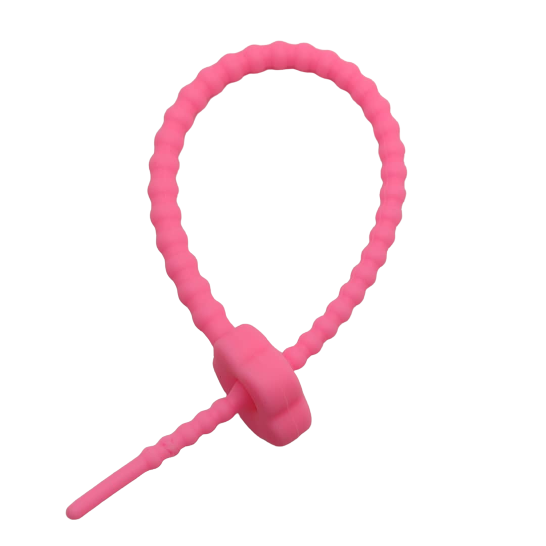 PULSERA DE SILICON CON FLOR FUCSIA NEON