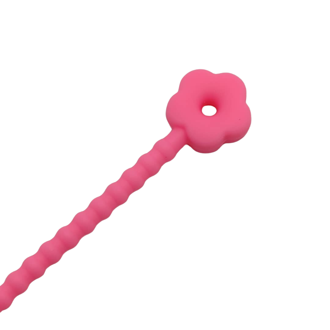 PULSERA DE SILICON CON FLOR FUCSIA NEON 2