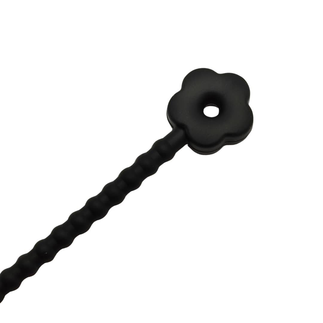PULSERA DE SILICON CON FLOR NEGRA 2
