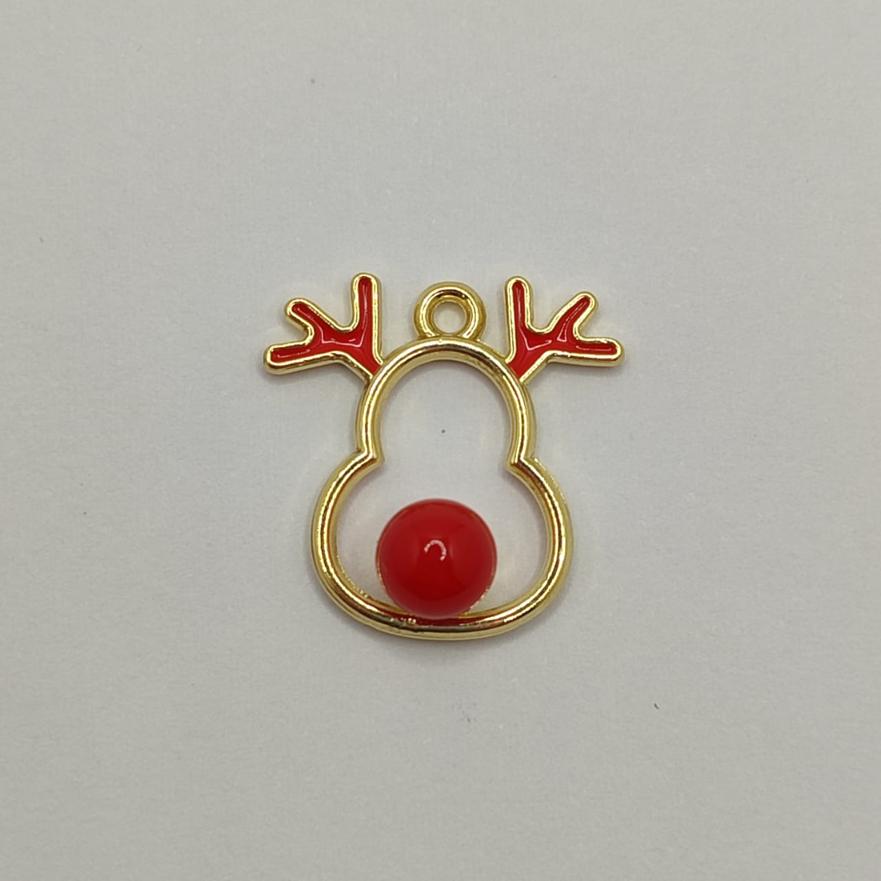 NAVIDAD DIJE RENO HUECO DORADO CON NARIZ ROJA