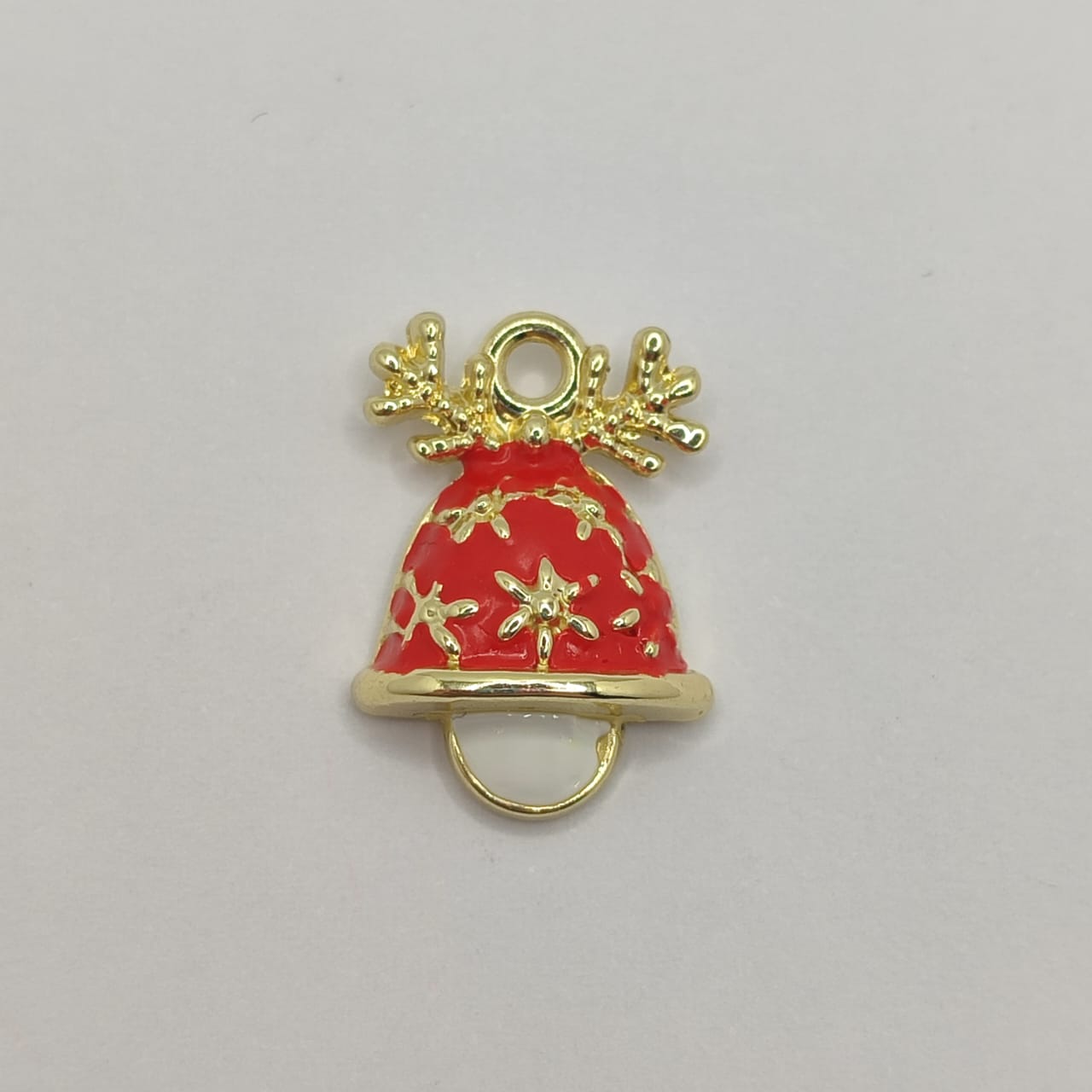 NAVIDAD DIJE CAMPANA ROJA CON BORDES DORADOS