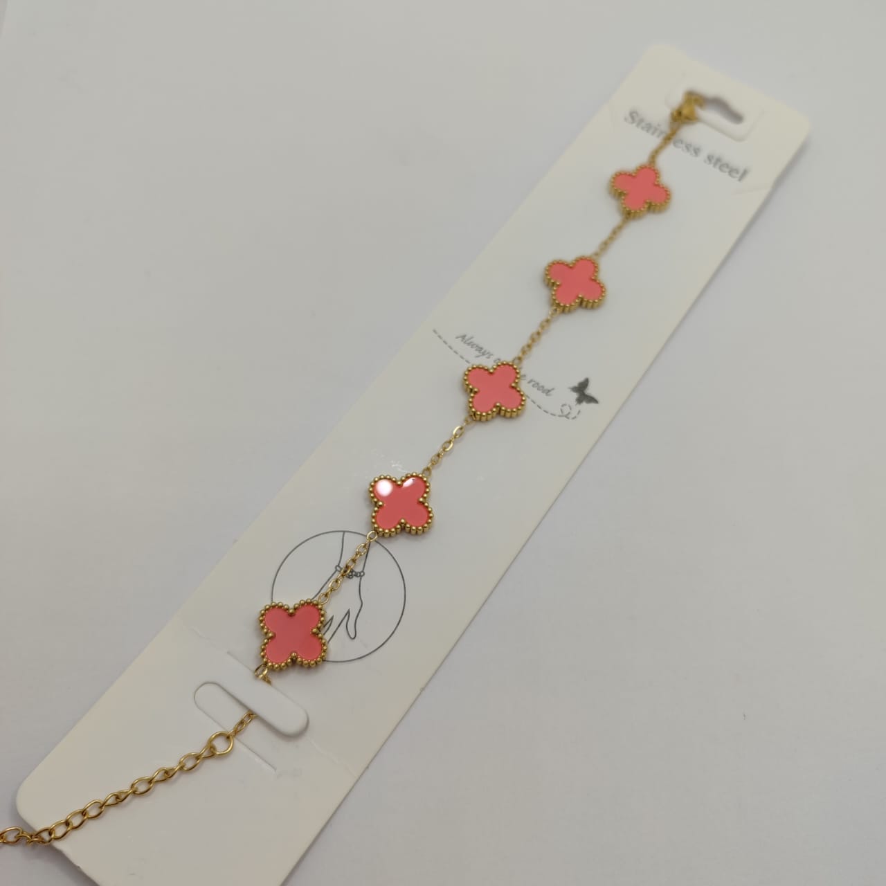 PULSERA TREBOL ROSADA