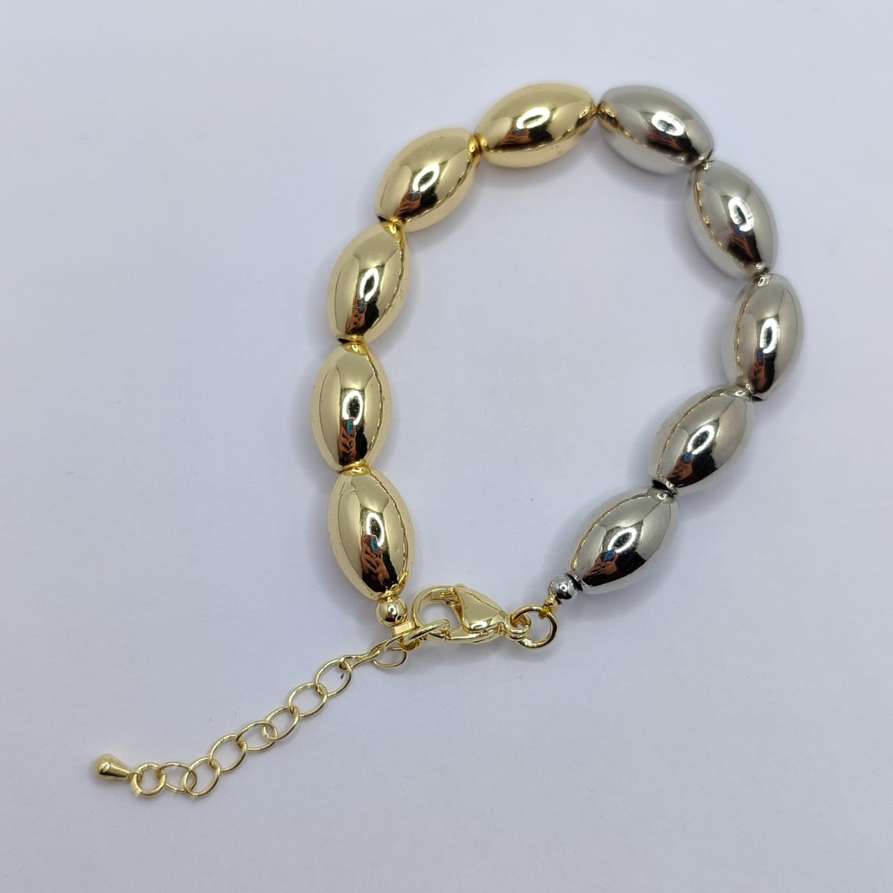 PULSERA DE CUENTAS EN FORMA DE ARROZ MIXTO 10MM