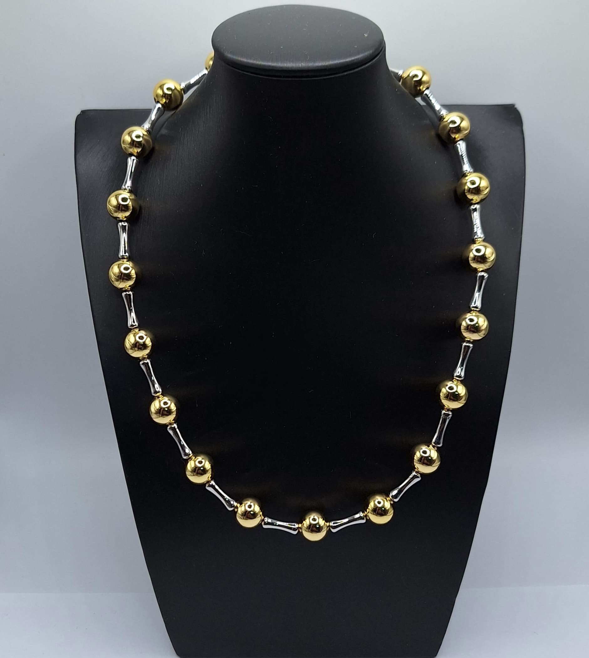 COLLAR BALIN MIXTO SEPARADOR SILVER DE HUESITO 10MM
