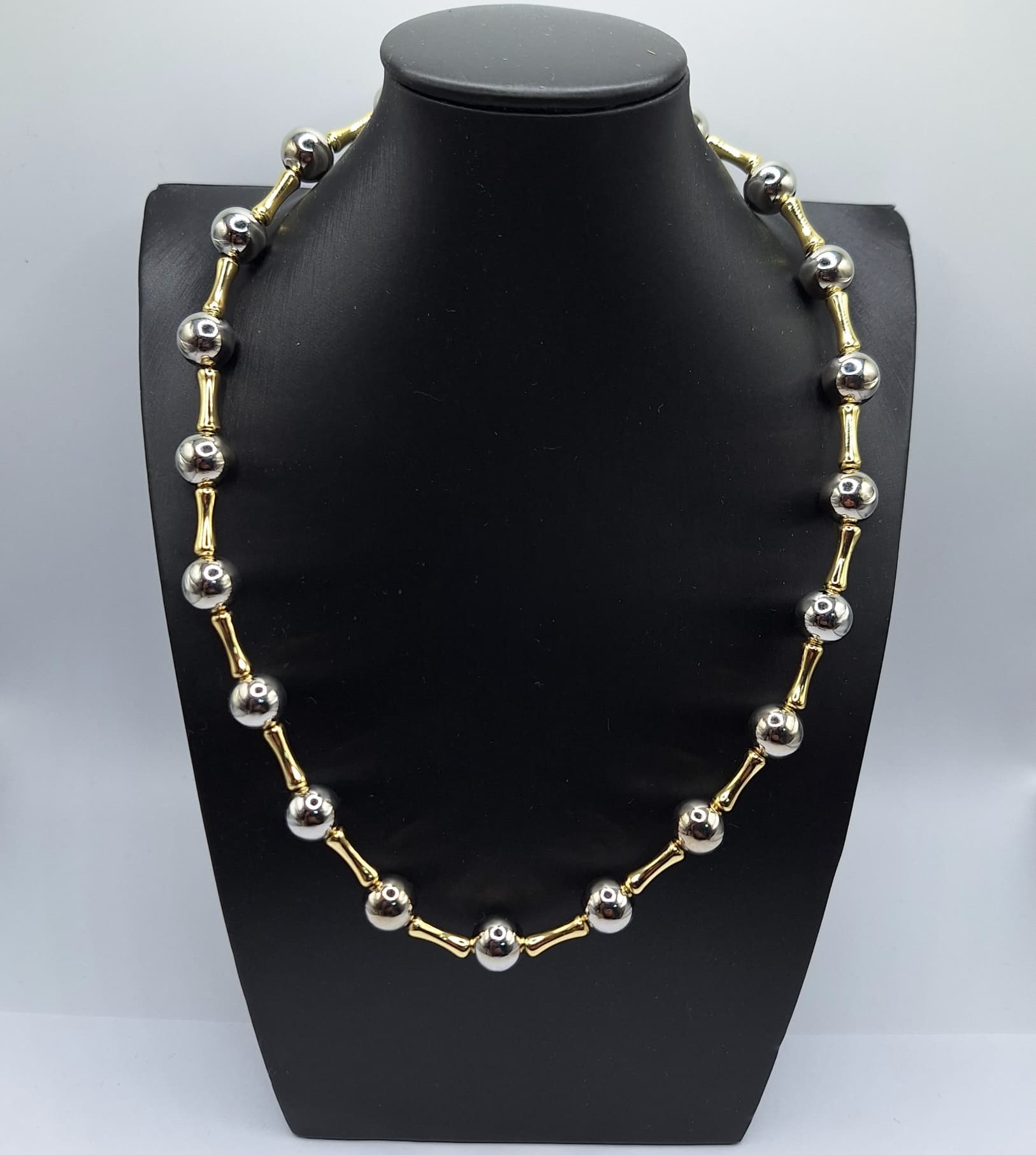 COLLAR BALIN MIXTO SEPARADOR DE HUESITO GOLD 10MM