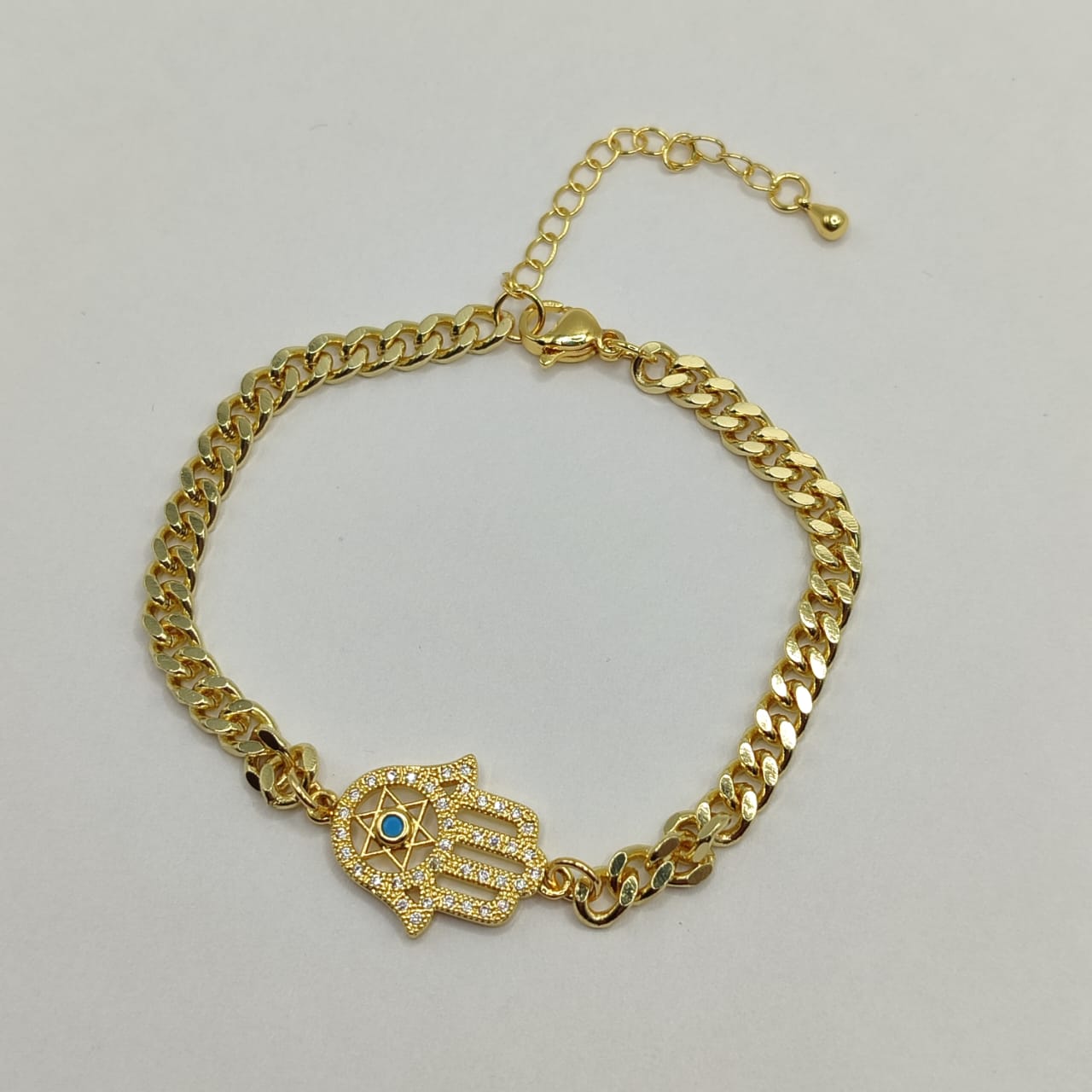 PULSERA CON CONECTOR MANO CON ESTTRELLA ESLABON CUBANO