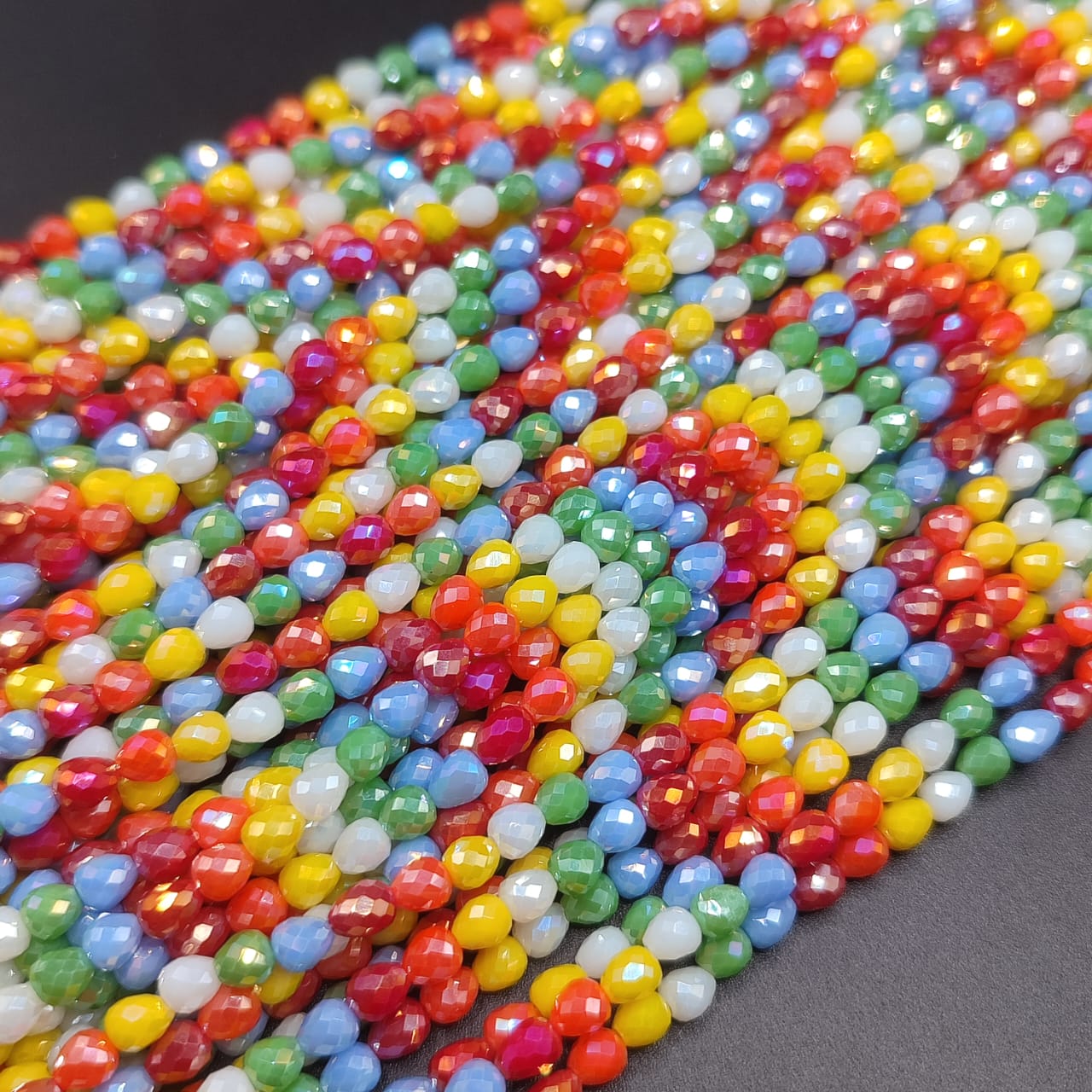 CRISTAL CHECO OVALADO FACETADO AZUL/VERDE/BLANCO/AMARILLO/NARANJA/ROJO