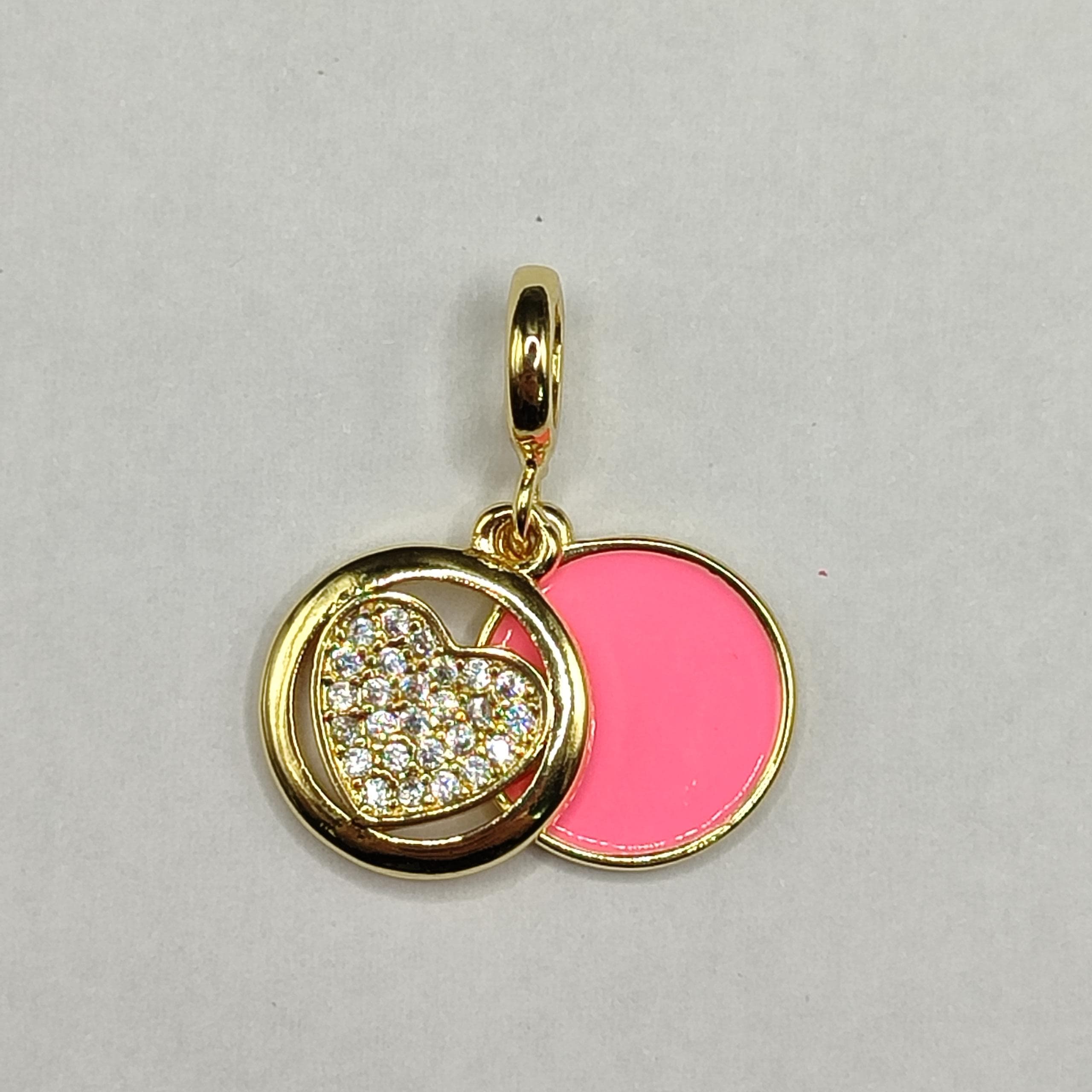 DIJE PANDORA CORAZON CON CIRCULO ROSADO