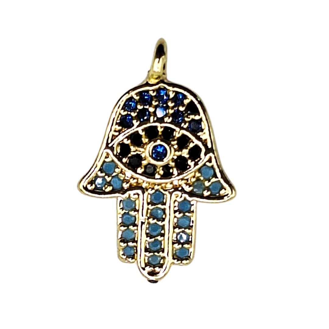 CIRCON CONECTOR MANO DE FATIMA AZUL Y TURQUESA