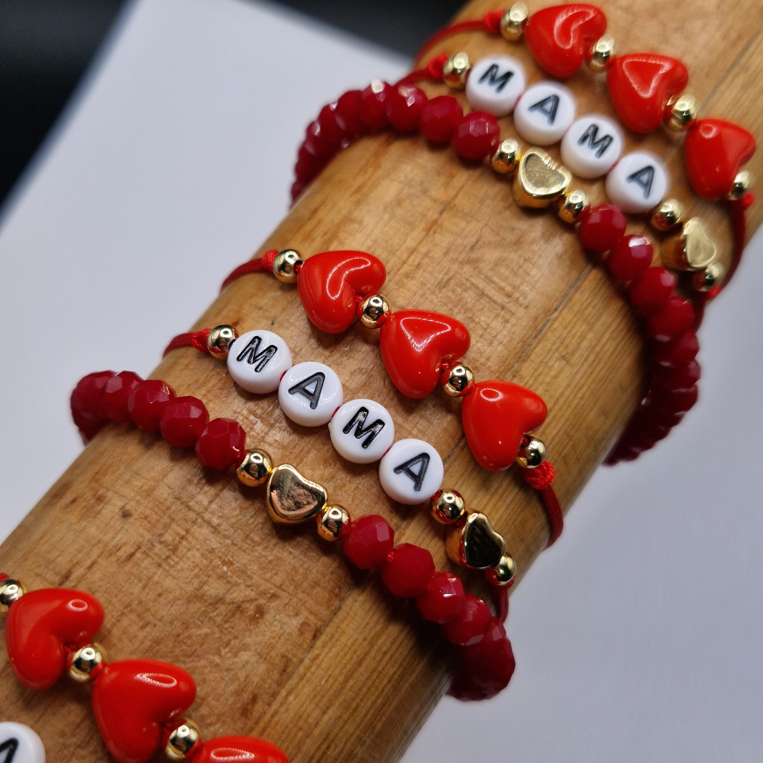 SET PULSERAS MAMA ROJO 3 PIEZAS
