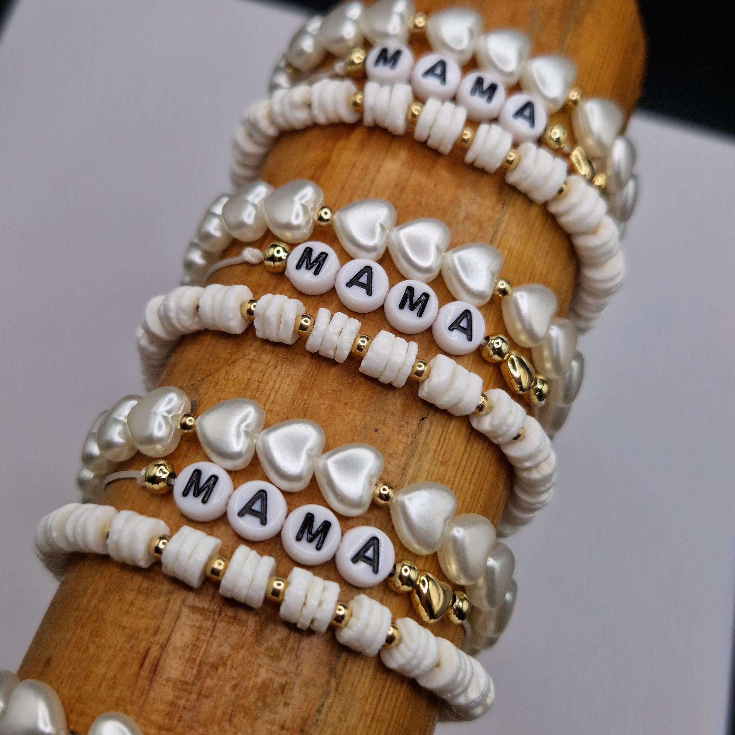 SET PULSERAS DE MAMA BLANCO 3 PIEZAS