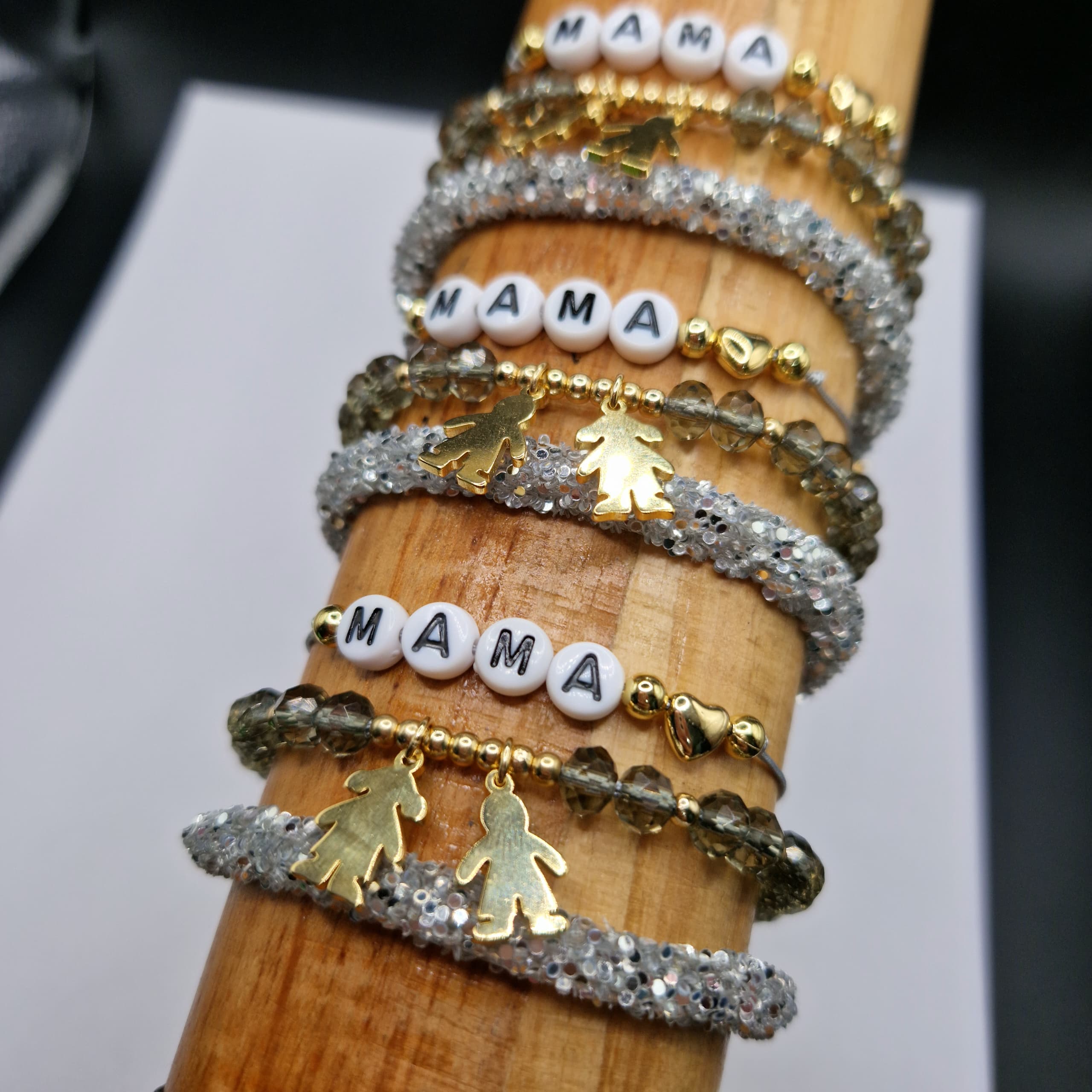 SET PULSERAS MAMA GRIS 3 PIEZAS