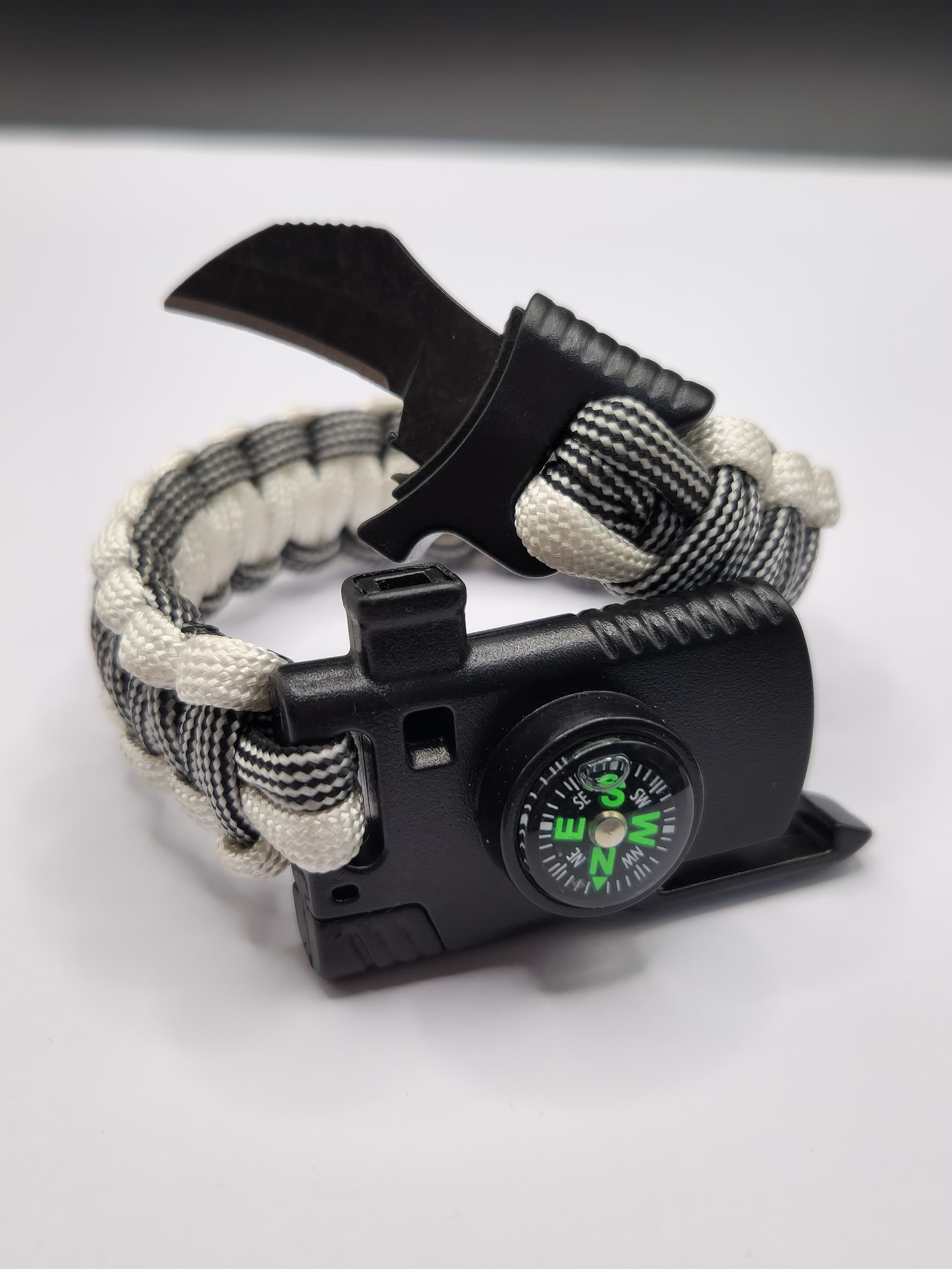 PULSERA DE PARACORD CUCHO BRUJULA Y PEDERNAL