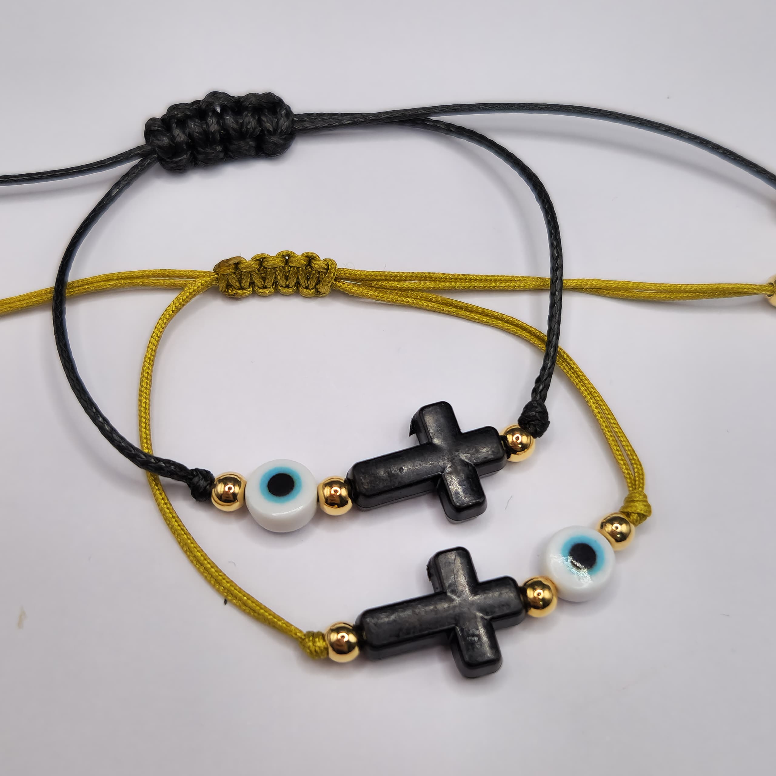 PULSERAS SENCILLAS DE CRUZ Y OJO TURCO