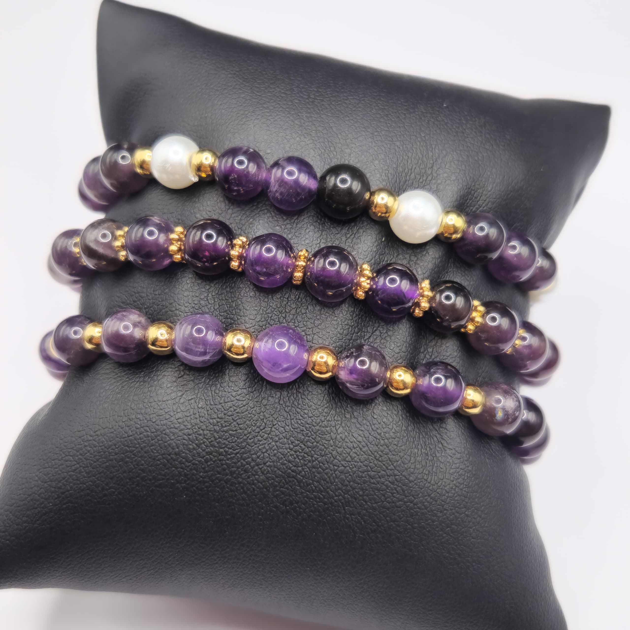 PULSERA AMATISTA CON SEPARADORES