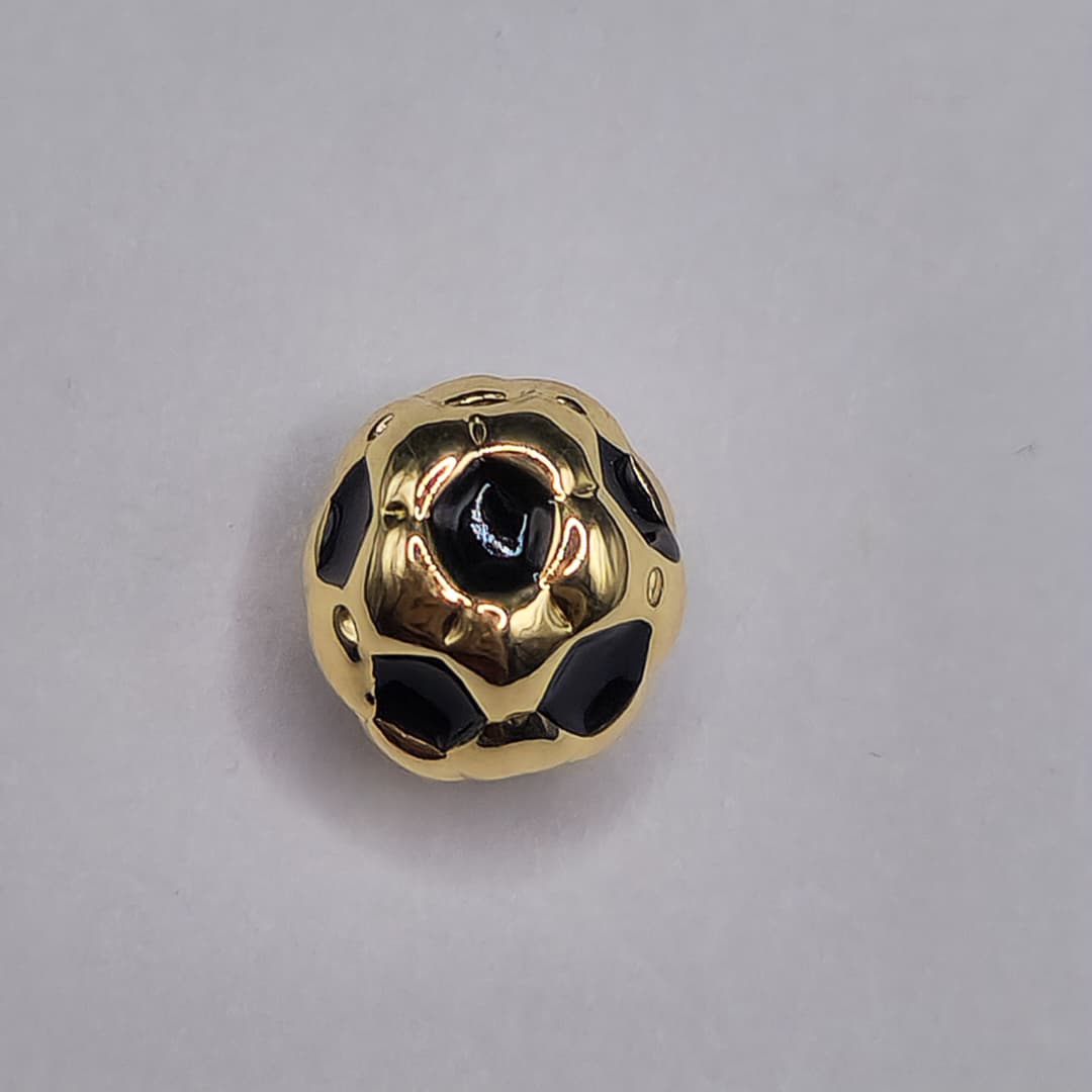 ORO CHINO PASADOR PELOTA DE FUTBOL 10MM NEGRA