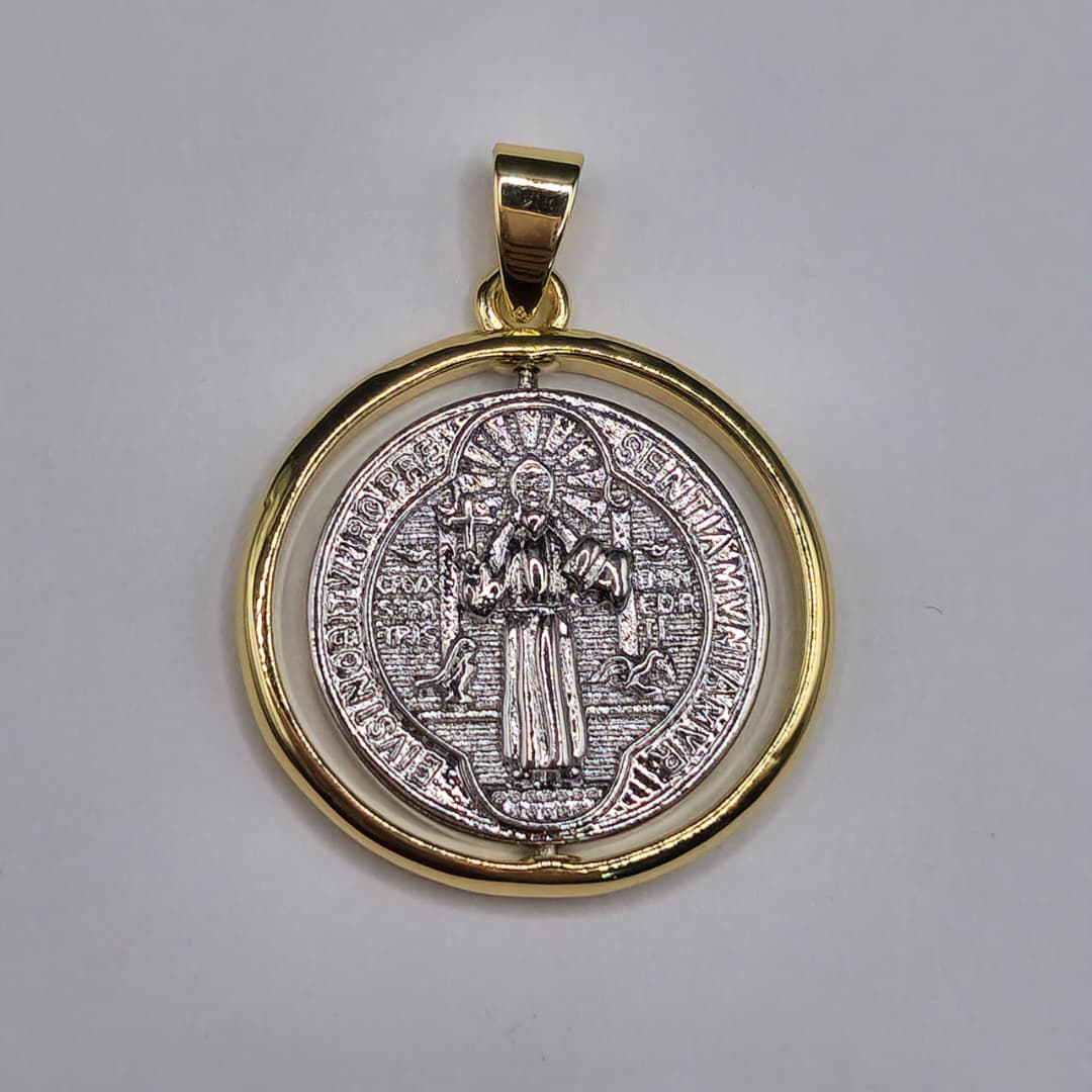 SILVER DIJE MEDALLA DE SAN BENITO GIRATORIA
