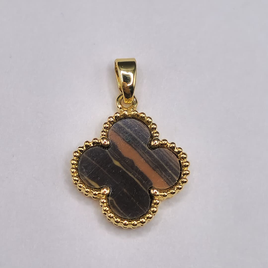 ORO CHINO DIJE TREBOL OJO DE TIGRE