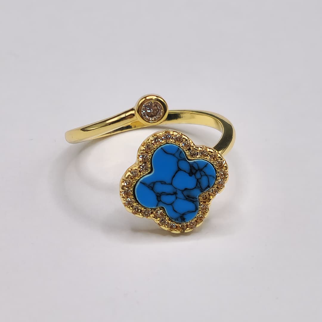 ANILLO DE TREBOL TURQUESA