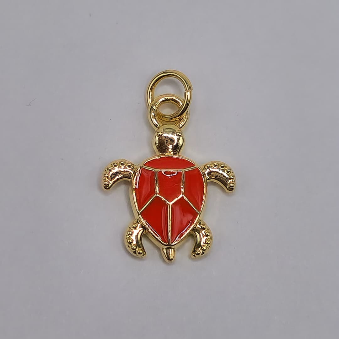 ORO CHINO DIJE TORTUGA CON ROJO