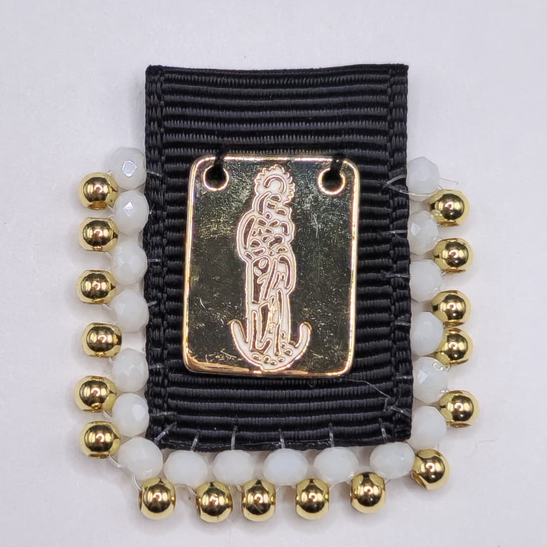 ORO CHINO ESCAPULARIO DE TELA NEGRO DE VIRGEN MARIA