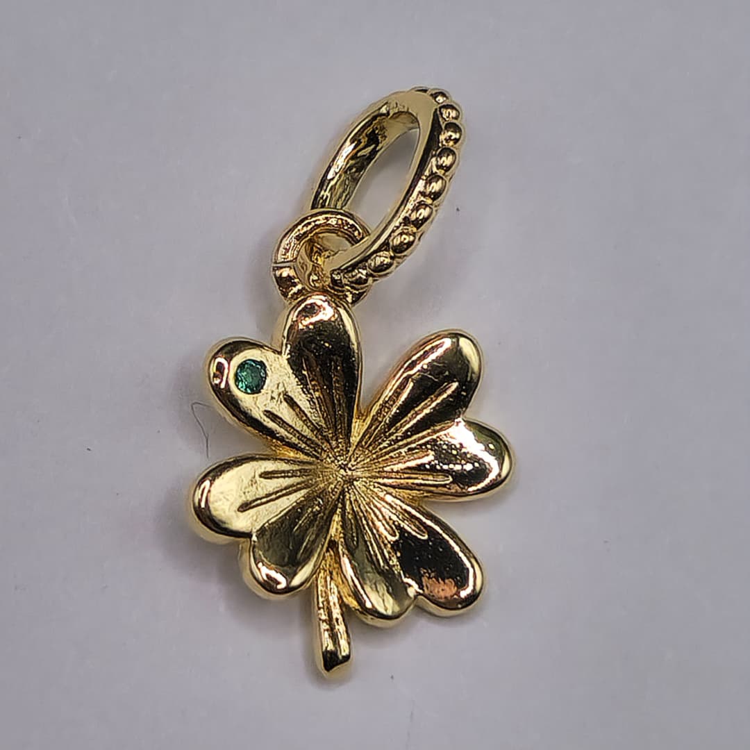 DIJE DE PANDORA TREBOL CON CIRCON VERDE