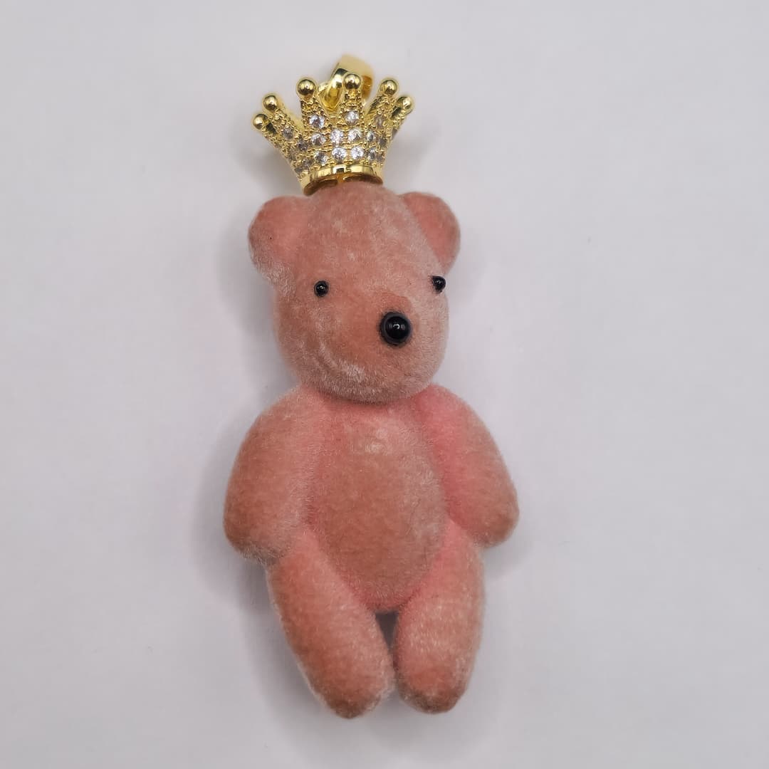 CIRCON DIJE DE OSO TERCIOPELADO ROSADO COMPLETO CON CORONA