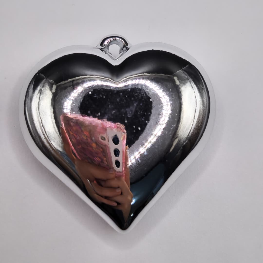 BOLSA 1 UND CORAZON PLATEADO DE 50MM