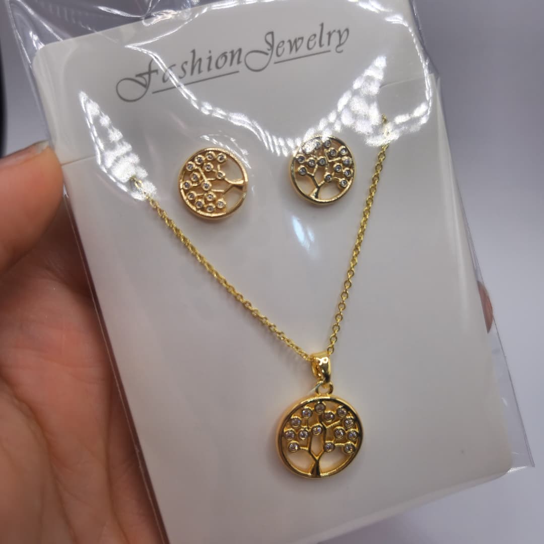 SET DE ZARCILLOS Y COLALR DE ARBOL DE LA VIDA PEQ
