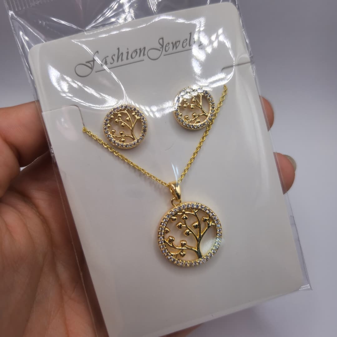 SET DE ZARCILLOS Y COLLAR DE ARBOL DE LA VIDA GRANDE