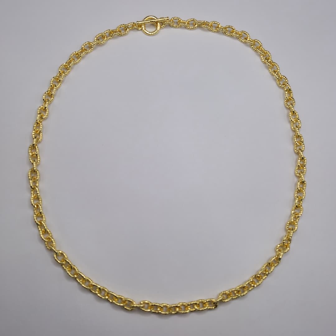 CADENA ESLABON OVALADO TEXTURADO CON BROCHE TIMON