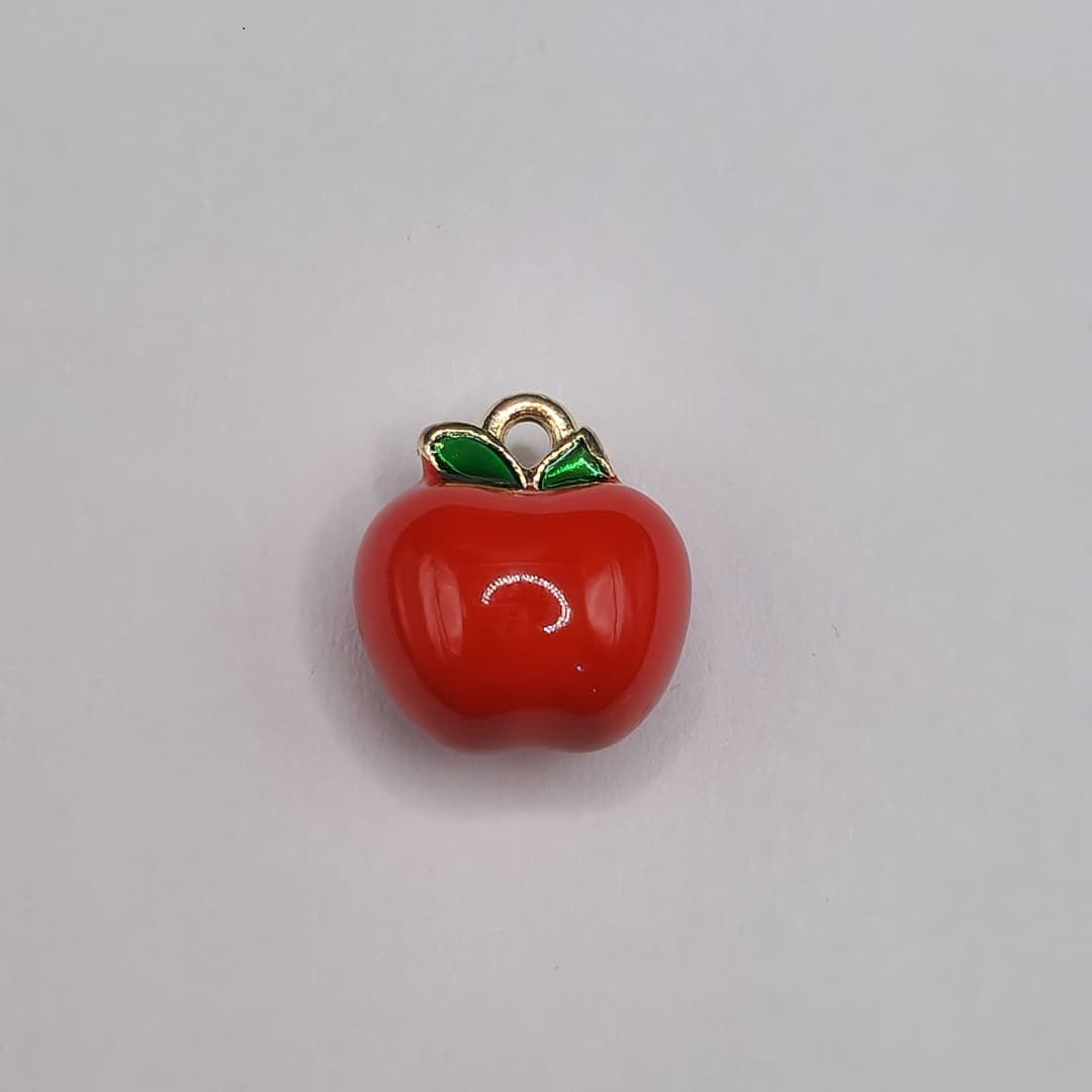 ORO CHINO DIJE MANZANA ROJA CON COLGANTE DORADO