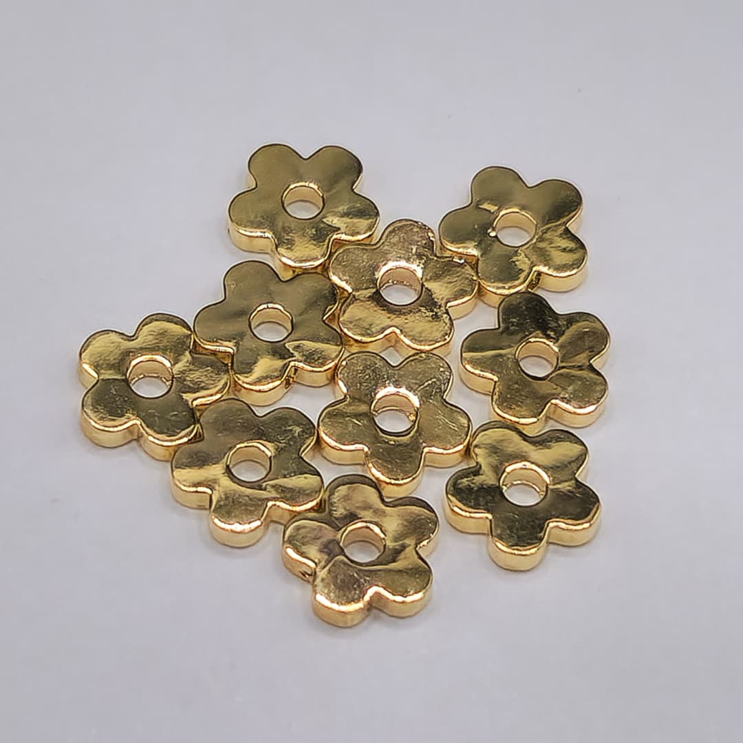 ORO CHINO PASADOR DE FLOR DORADO ( 10 UND )