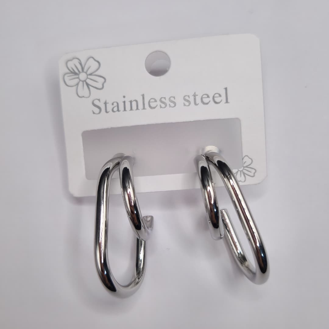 ZARCILLO PLATEADO CON RECTANGULO Y CIRCULO